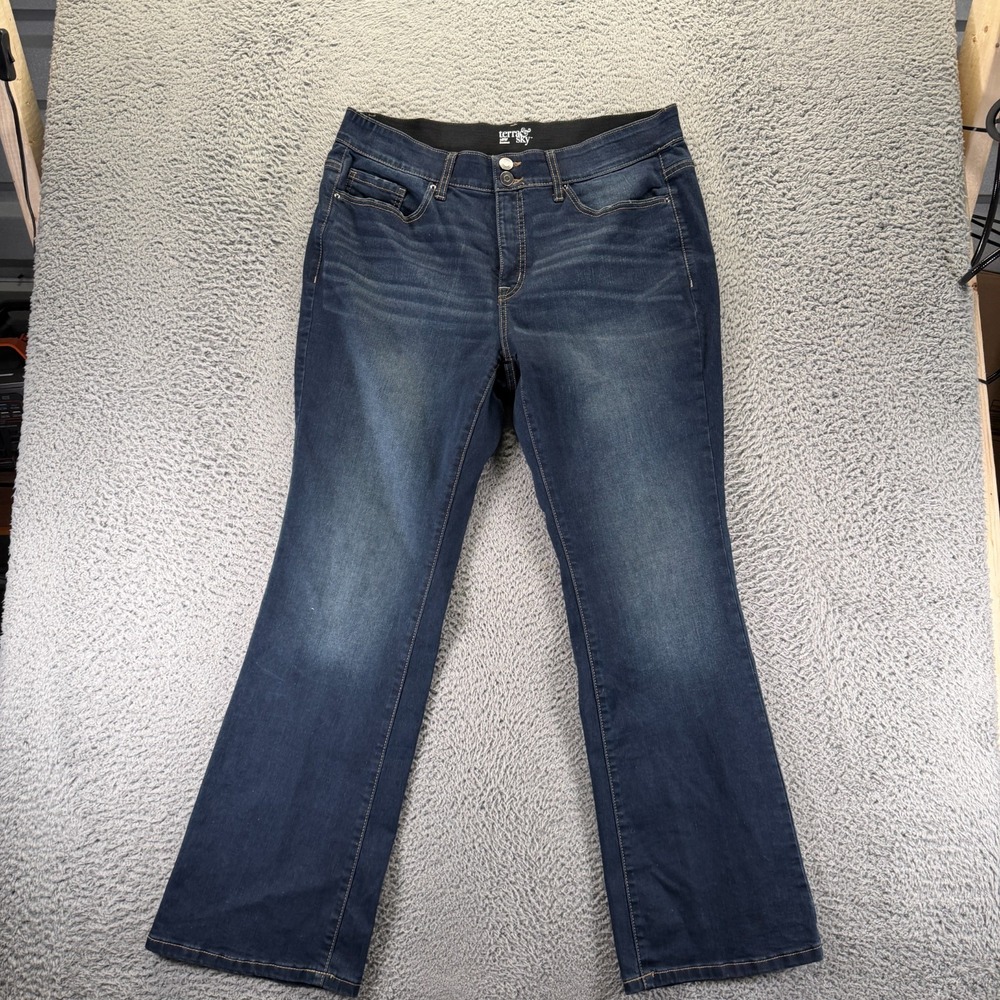 Terra & Sky Jeans Womens 16W Blue Cotton Denim Bootcut Faded Stretch Workwear